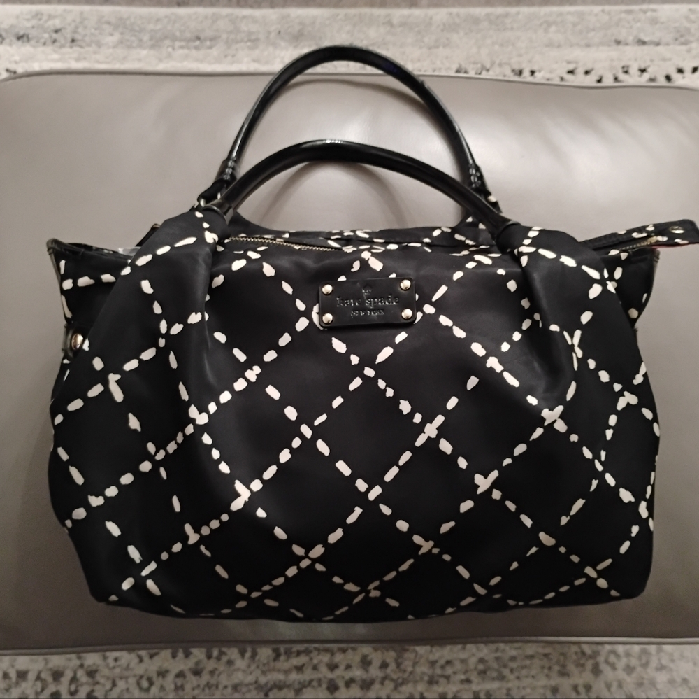 Kate Spade Sew Be It Stevie Lattice Print Shoulder Bag in Black & White - Picture 16 of 16